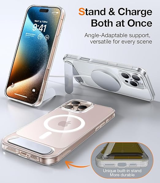 Magnetic Stand for iPhone 16 Pro Max Tpu Case with Premium Invisible Stand