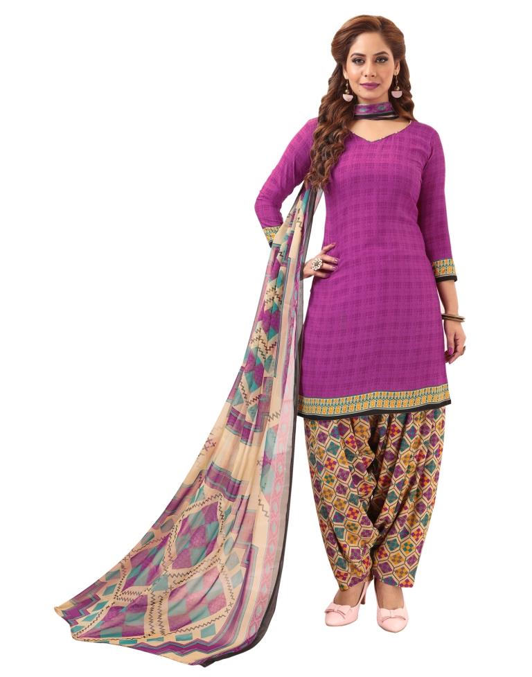 Graceful Magenta Printed Unstitched Salwar Suit