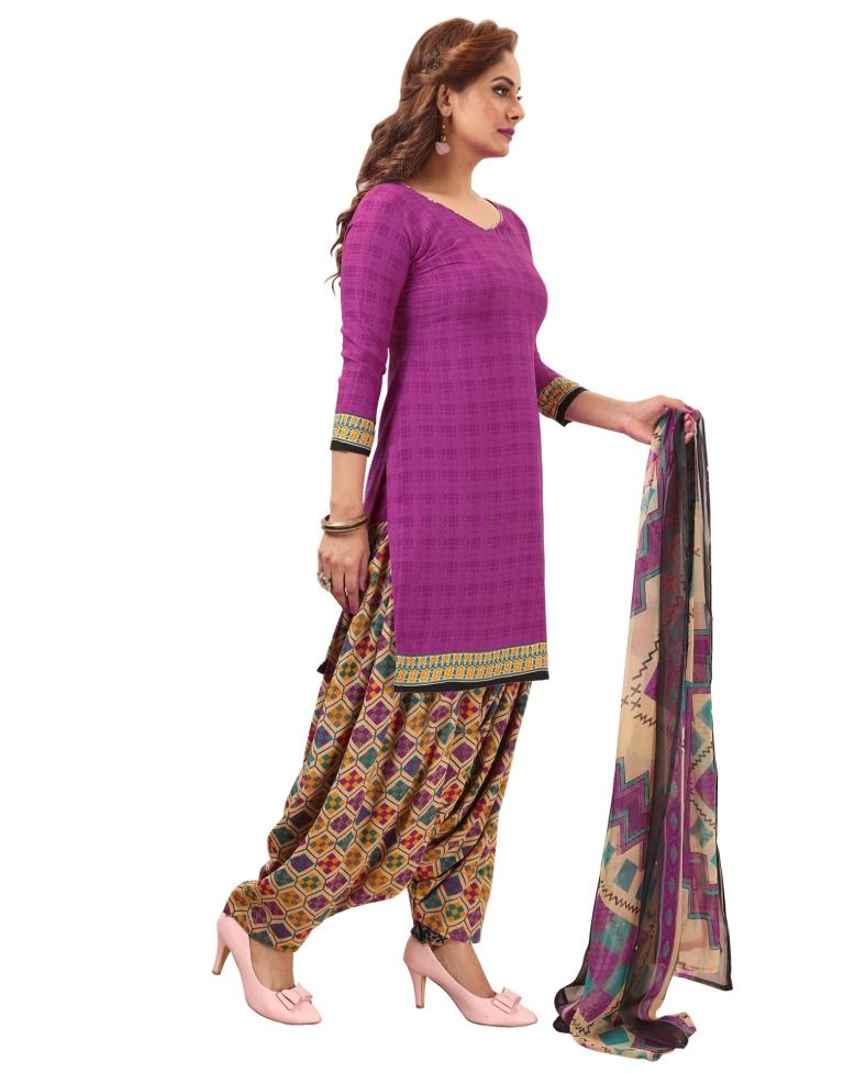 Graceful Magenta Printed Unstitched Salwar Suit