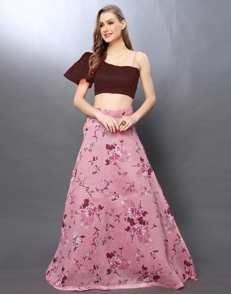 Graceful Pink Coloured Bhagal Puri Silk Digital Printed Casual Wear Lehenga