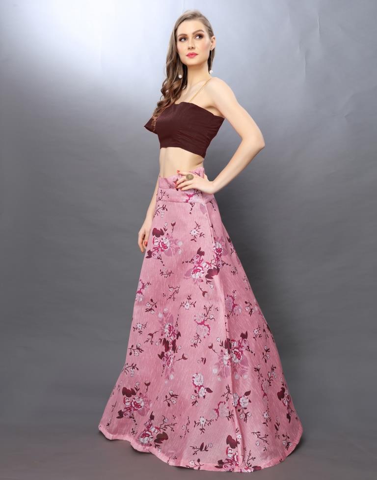 Graceful Pink Coloured Bhagal Puri Silk Digital Printed Casual Wear Lehenga