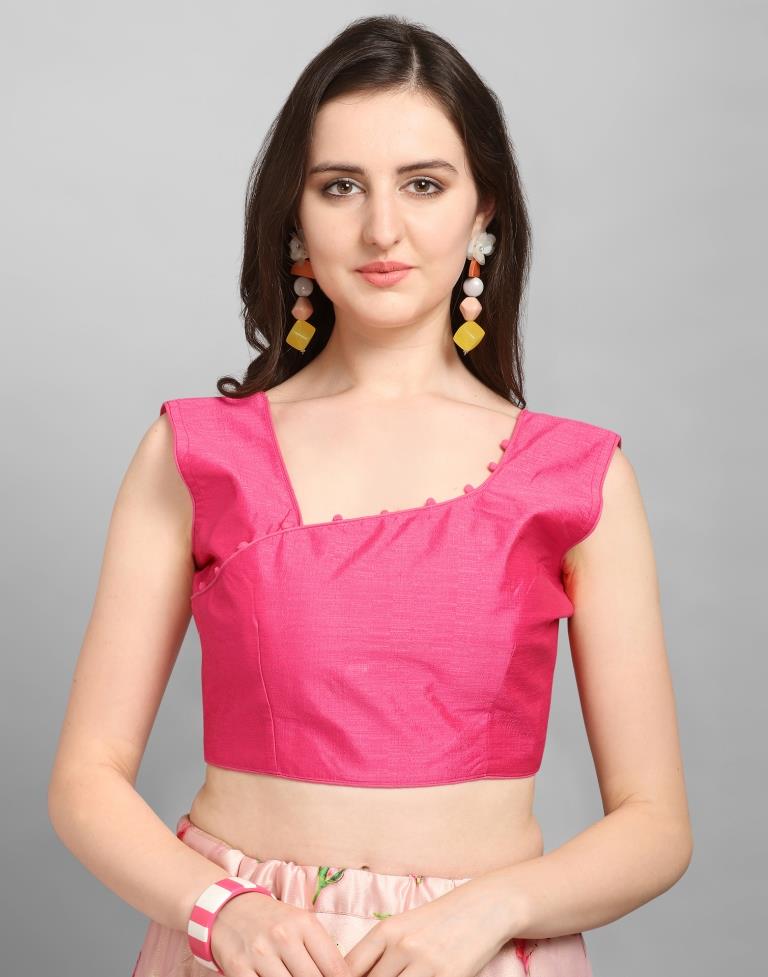 Graceful Pink Coloured Poly Silk Digital Printed Casual Wear Lehenga