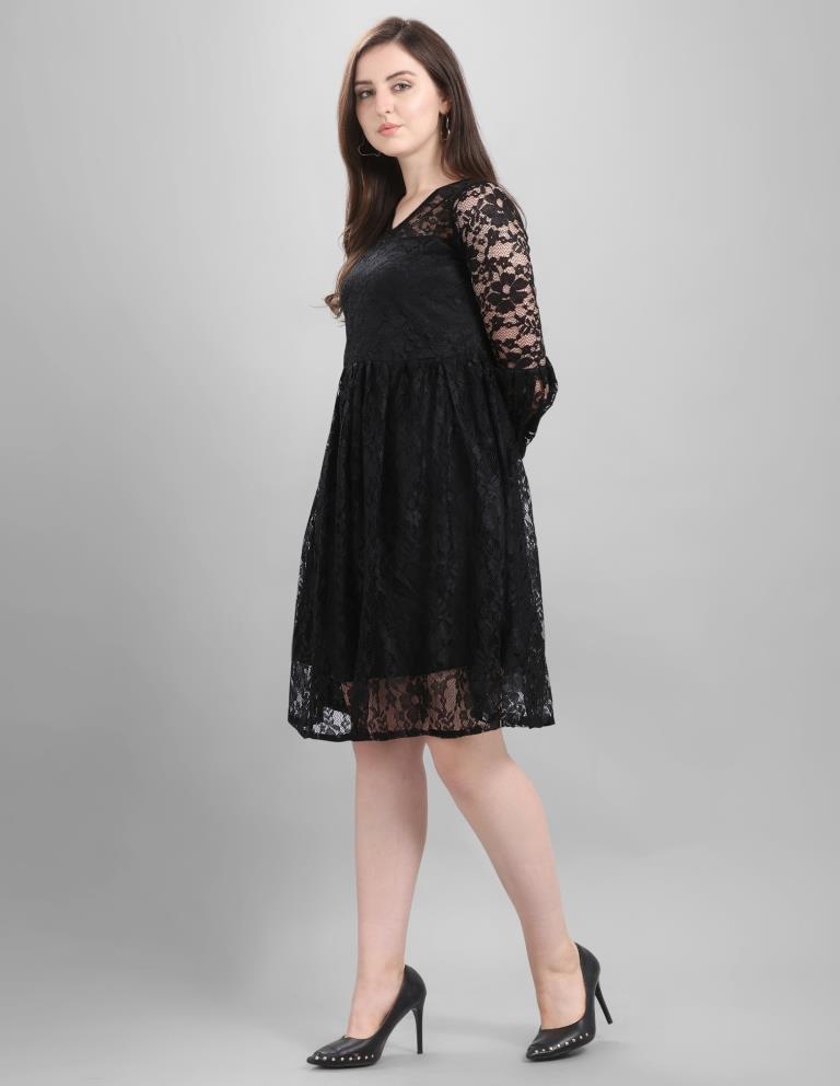 Black Coloured Net Russell Net Dress