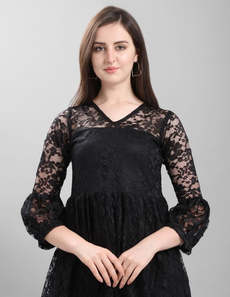 Black Coloured Net Russell Net Dress