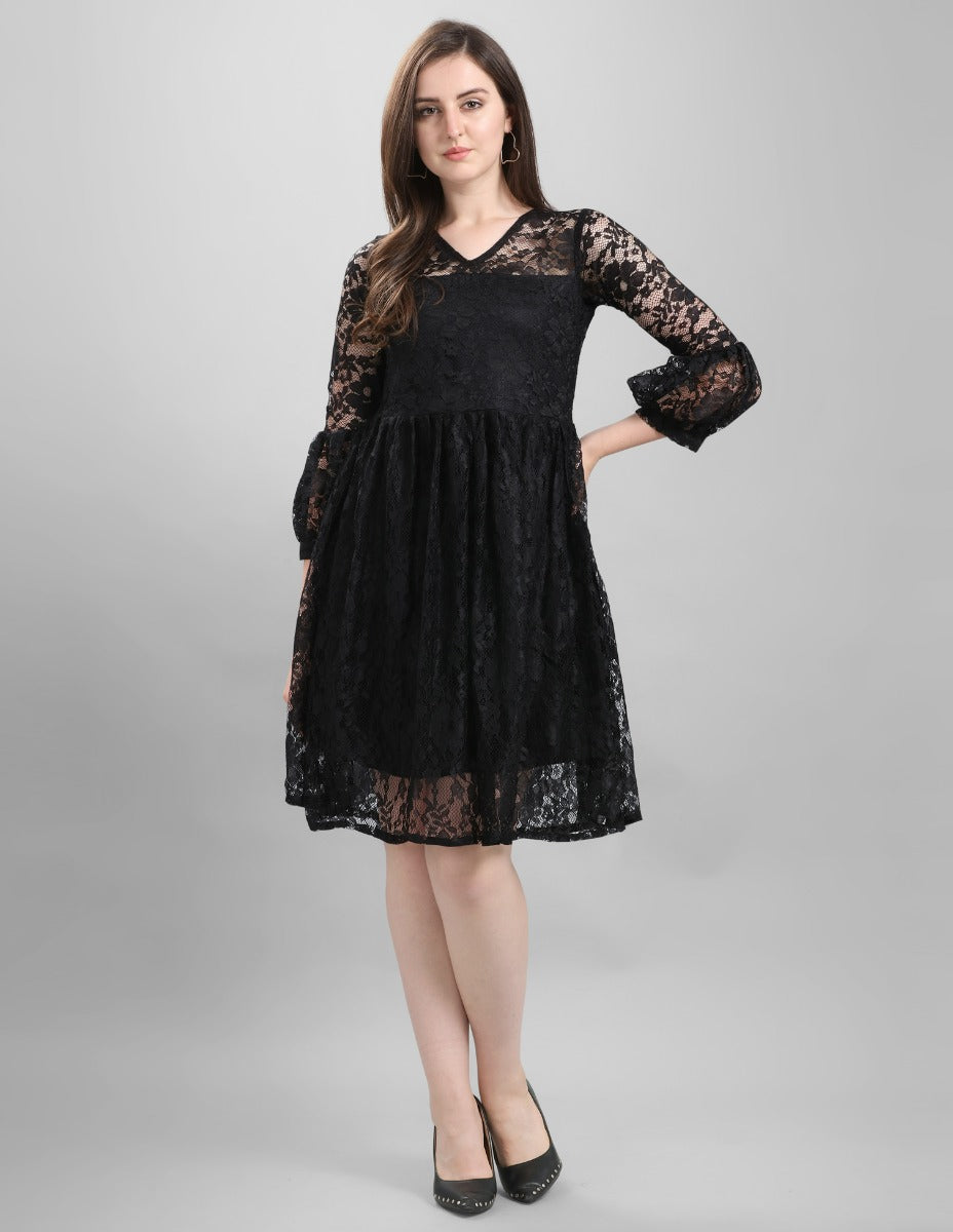 Black Coloured Net Russell Net Dress