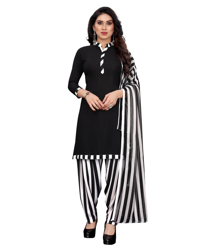 Eye Catching Black Printed Unstitched Salwar Suit