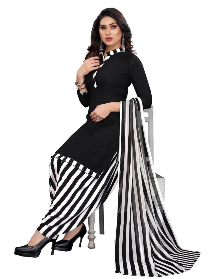 Eye Catching Black Printed Unstitched Salwar Suit