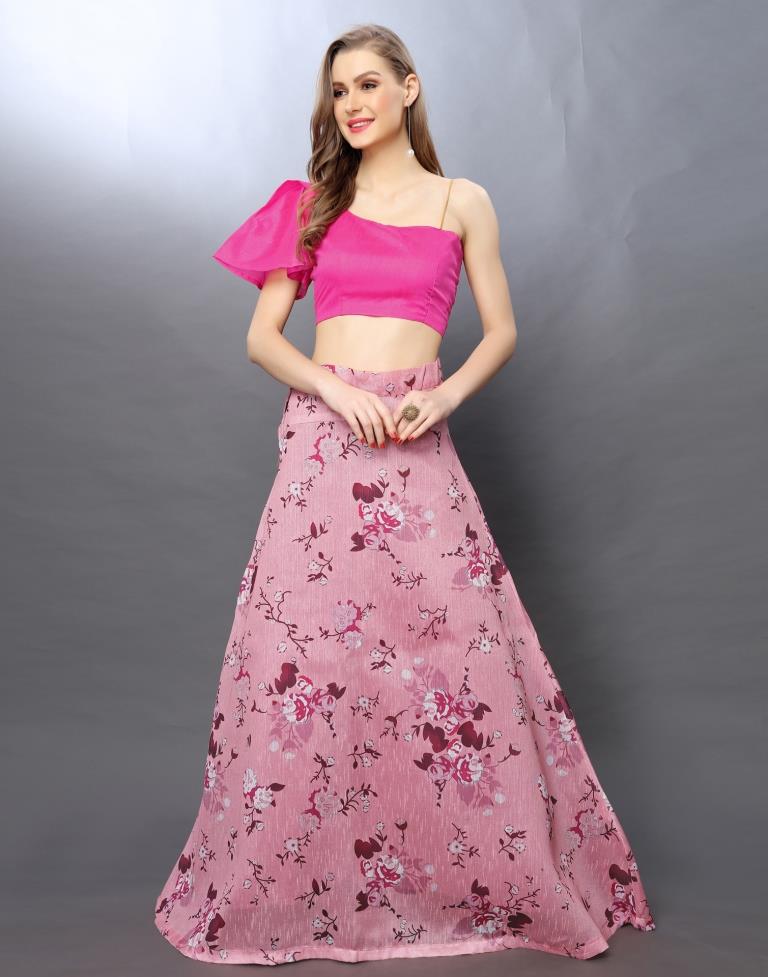 Astounding Pink Coloured Bhagal Puri Silk Digital Printed Casual Wear Lehenga