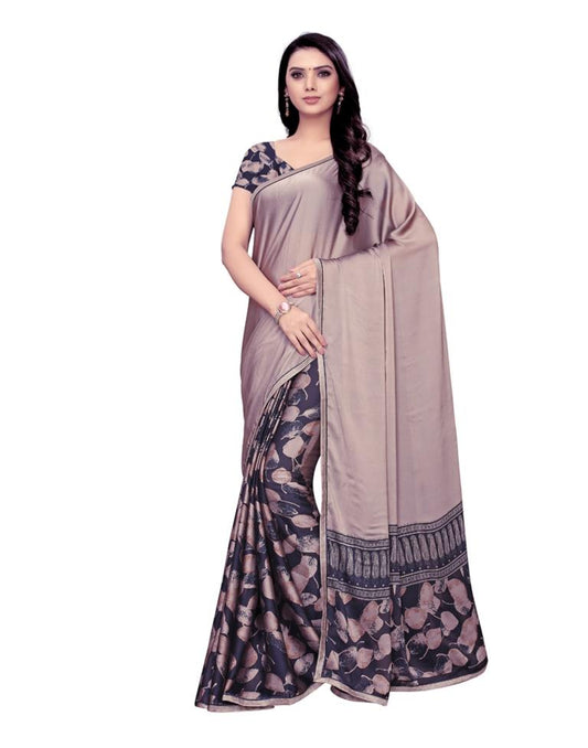 Beige Coloured Chiffon Printed Saree