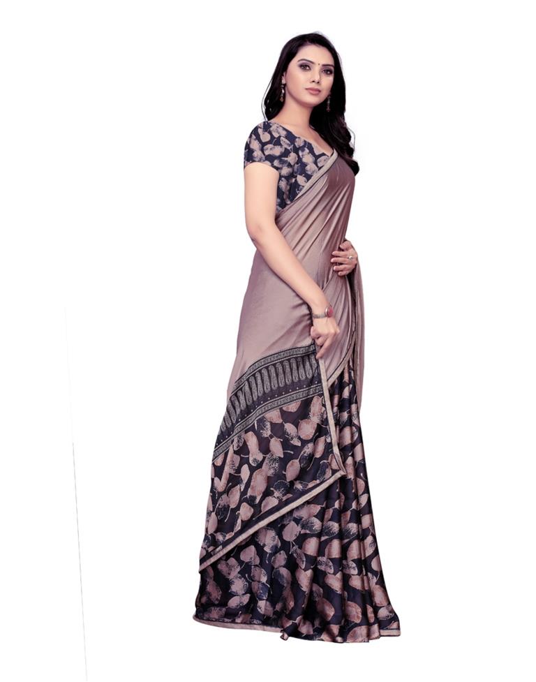 Beige Coloured Chiffon Printed Saree