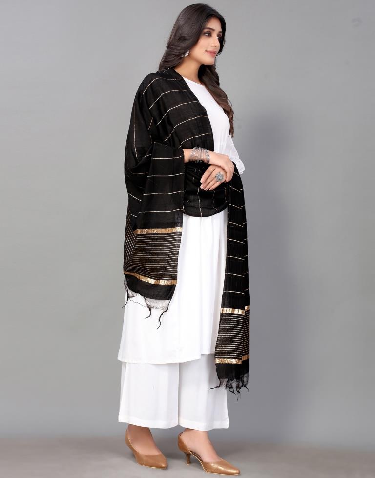 Black Golden Stripes Dupatta