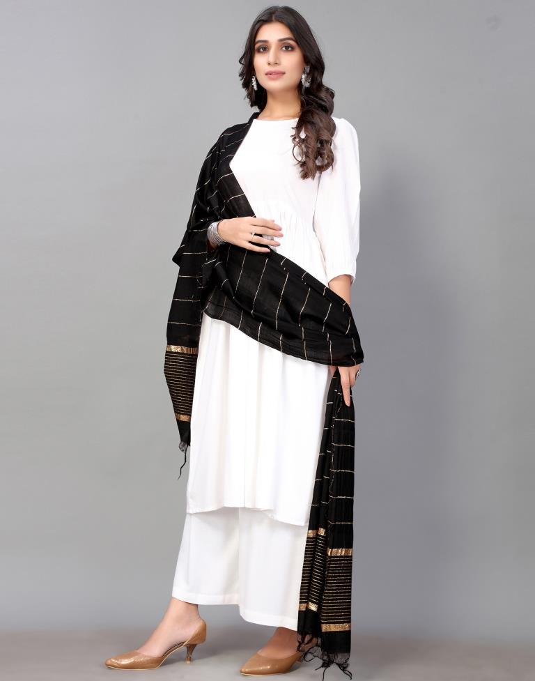 Black Golden Stripes Dupatta