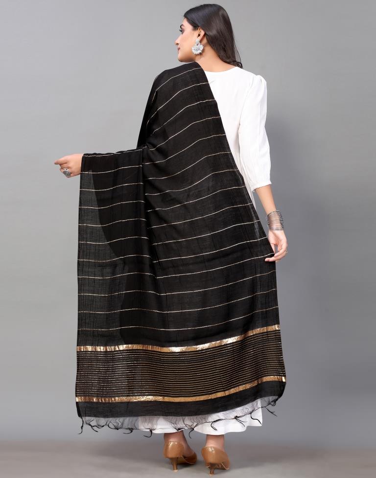 Black Golden Stripes Dupatta