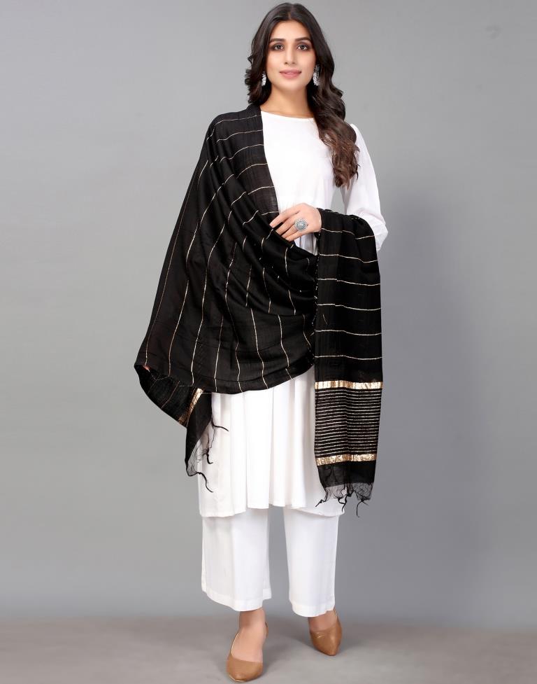 Black Golden Stripes Dupatta