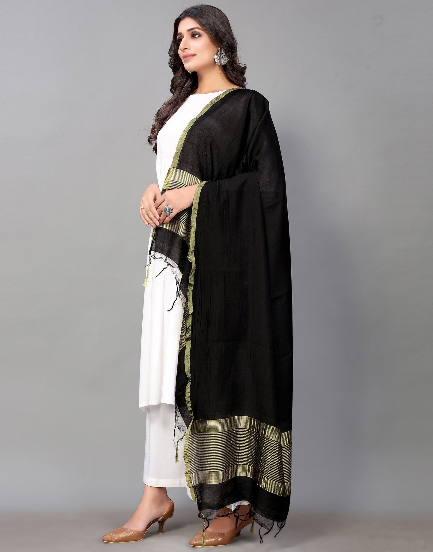 Black Cotton Dupatta