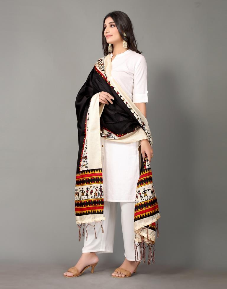 Black Printed Dupatta