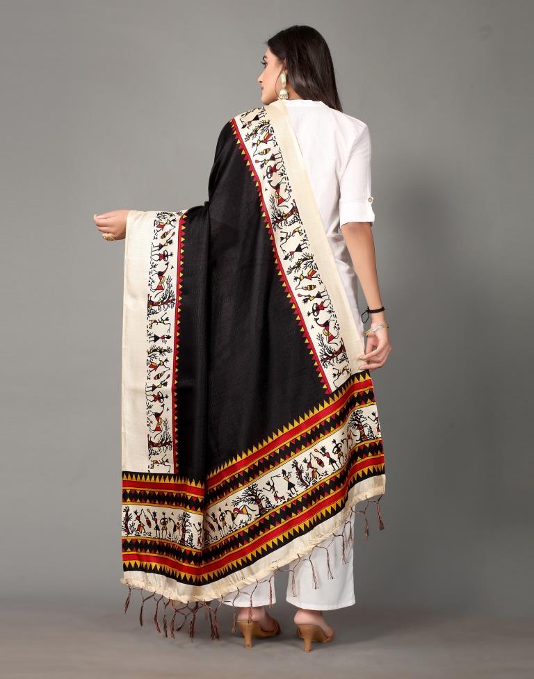 Black Printed Dupatta