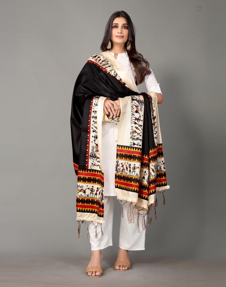 Black Printed Dupatta