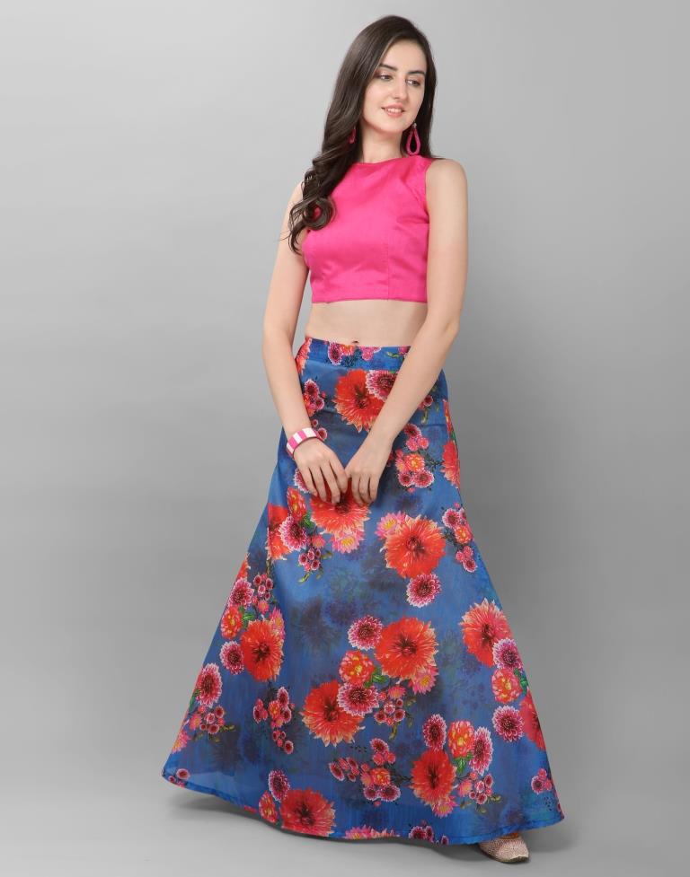 Beguiling Blue Coloured Bhagalpuri Silk Digital Floral Printed Casual Wear Lehenga