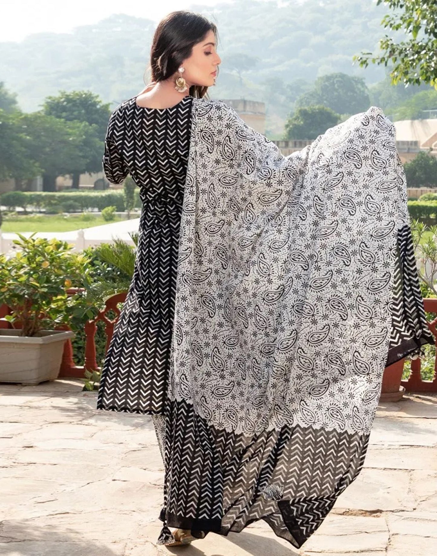 Black Plain Rayon Straight Kurta With Pant And Dupatta