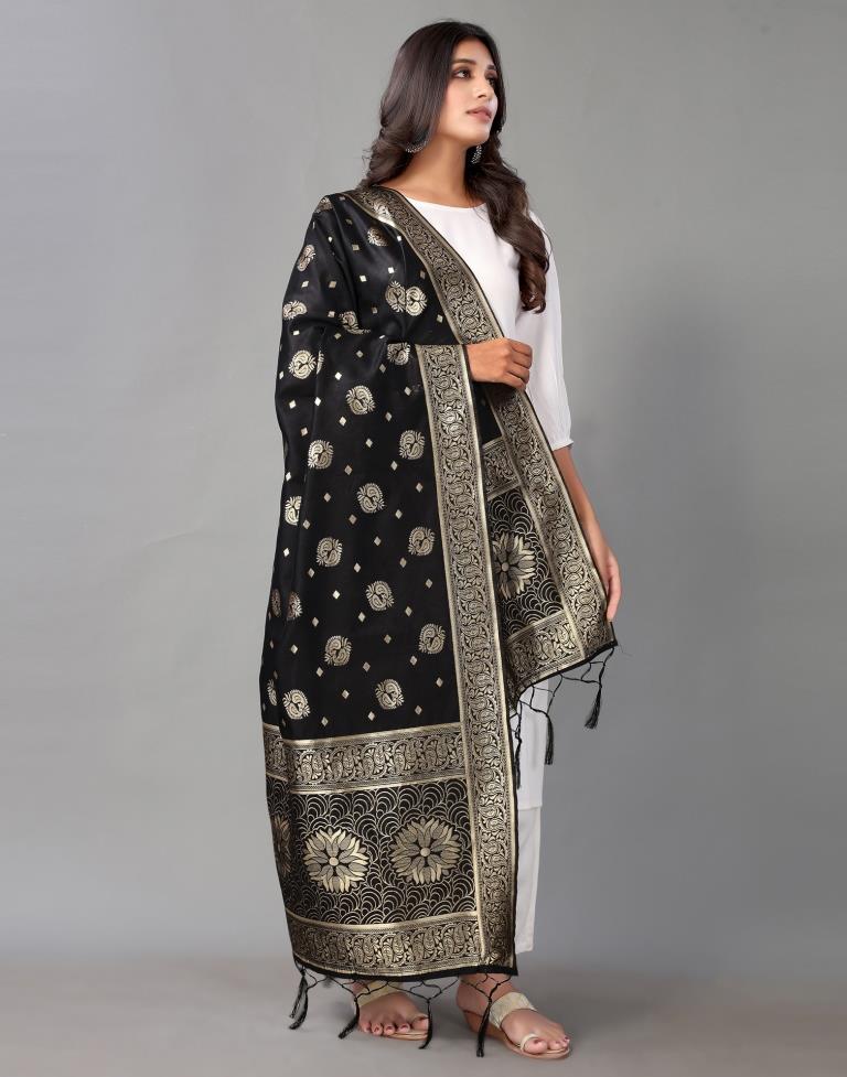 Black Jacquard Dupatta