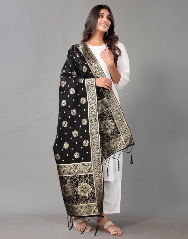 Black Jacquard Dupatta