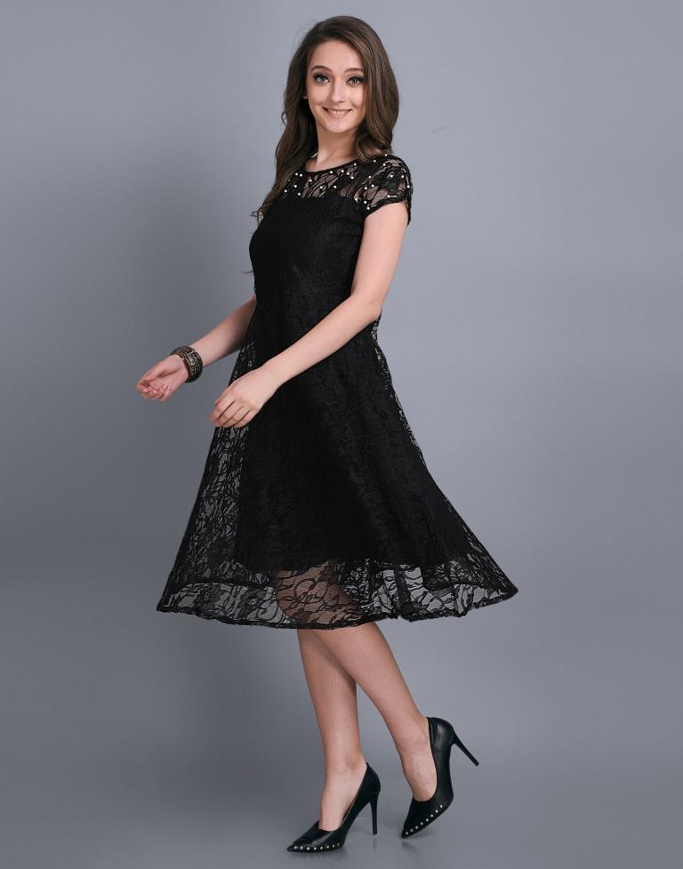 Black Coloured Net Russell Net Dress