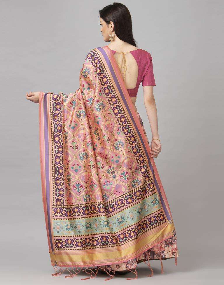 Affluent Dusty Lovendar Coloured Poly Silk Digital Printed Casual Wear Lehenga