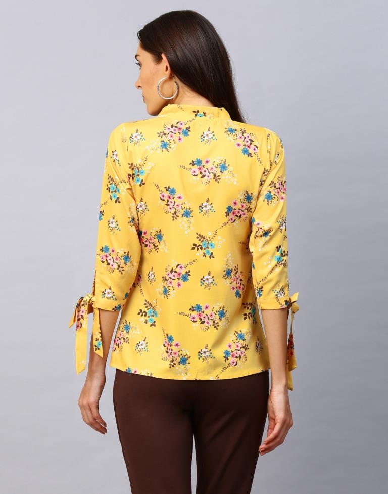 Affluent Yellow Coloured Digital Printed Crepe Tops