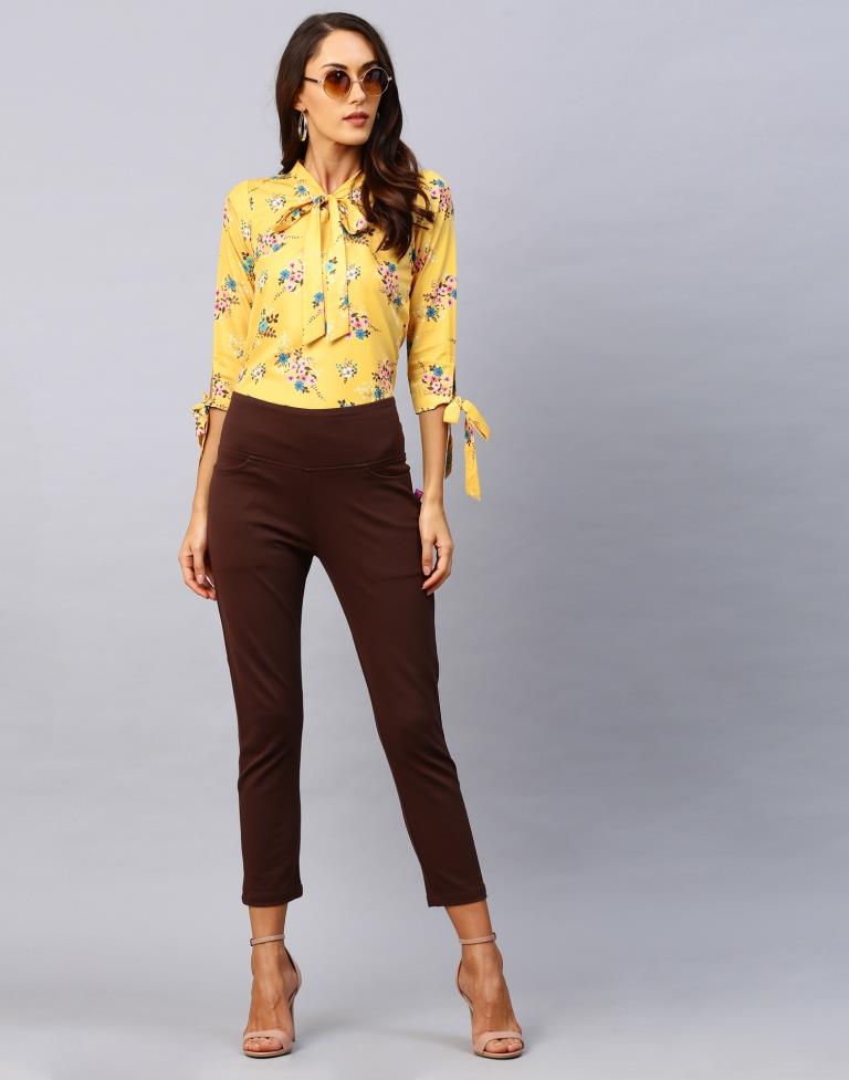 Affluent Yellow Coloured Digital Printed Crepe Tops