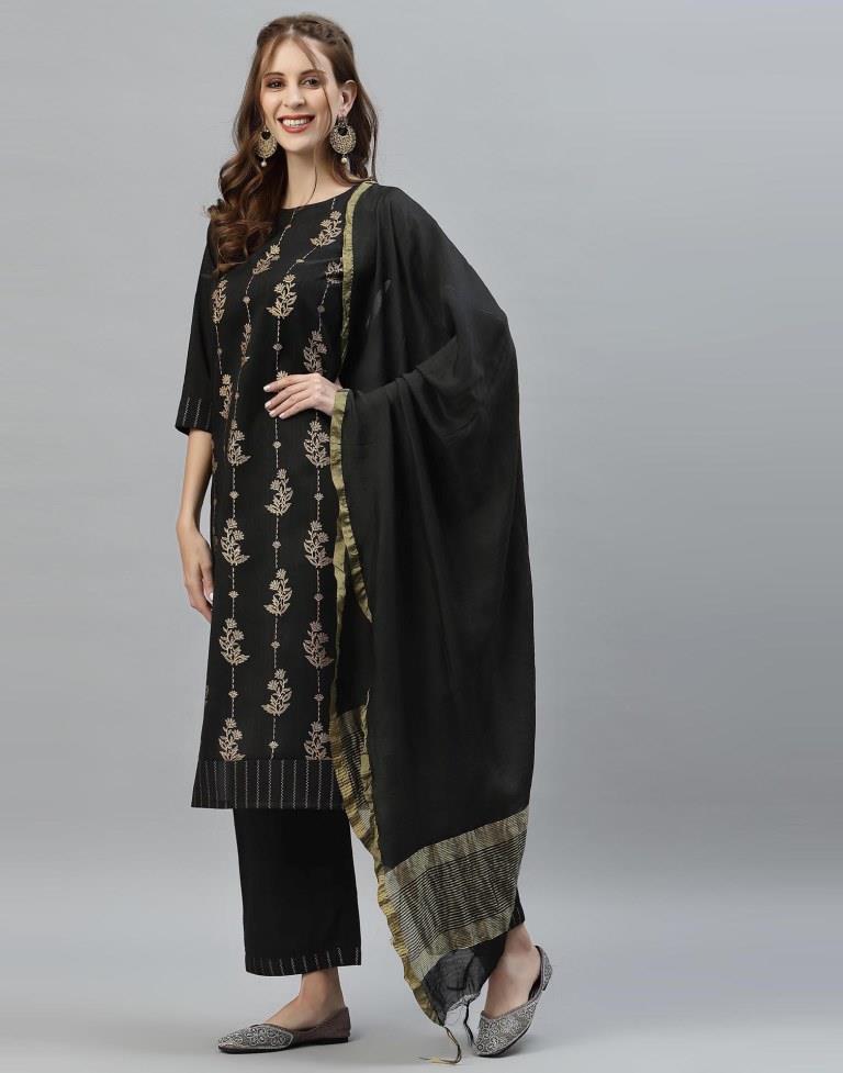 Black Kurti with Pant And Dupatta