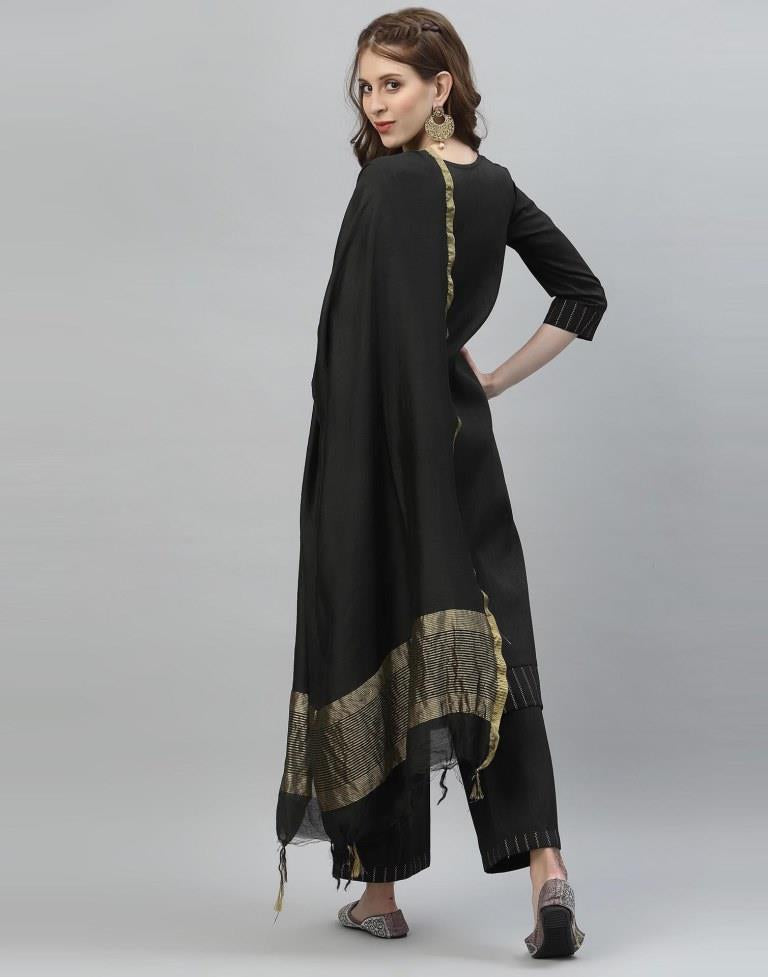 Black Kurti with Pant And Dupatta