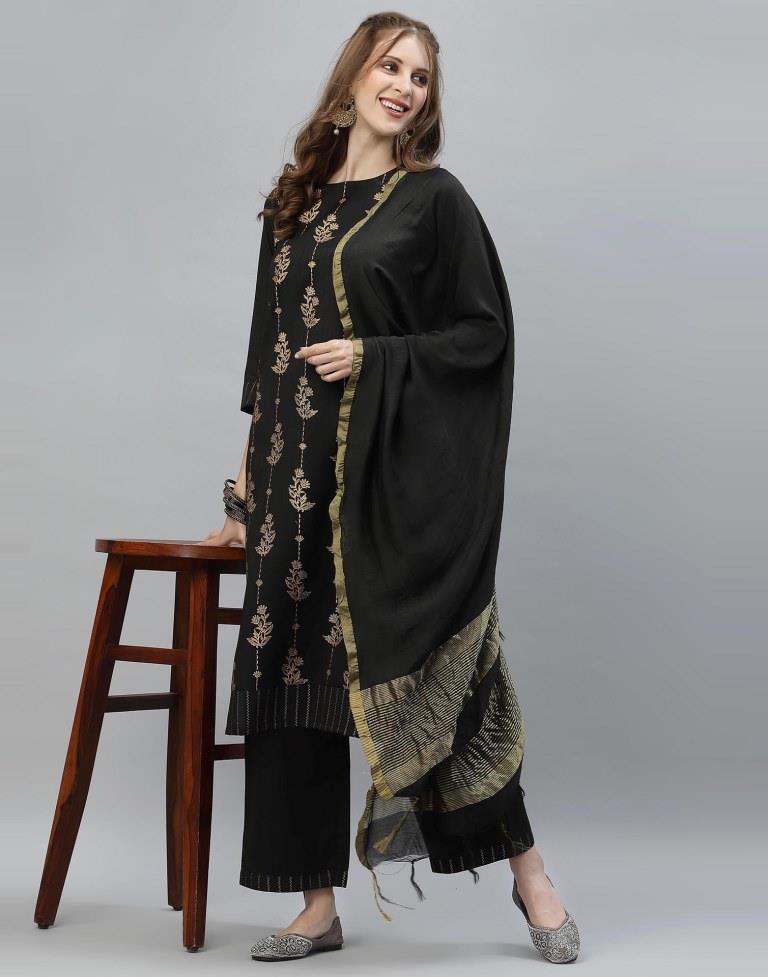 Black Kurti with Pant And Dupatta