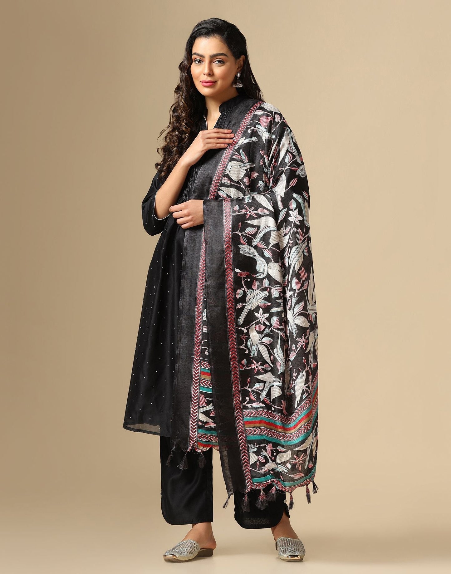 Black Khadi Silk Dupatta