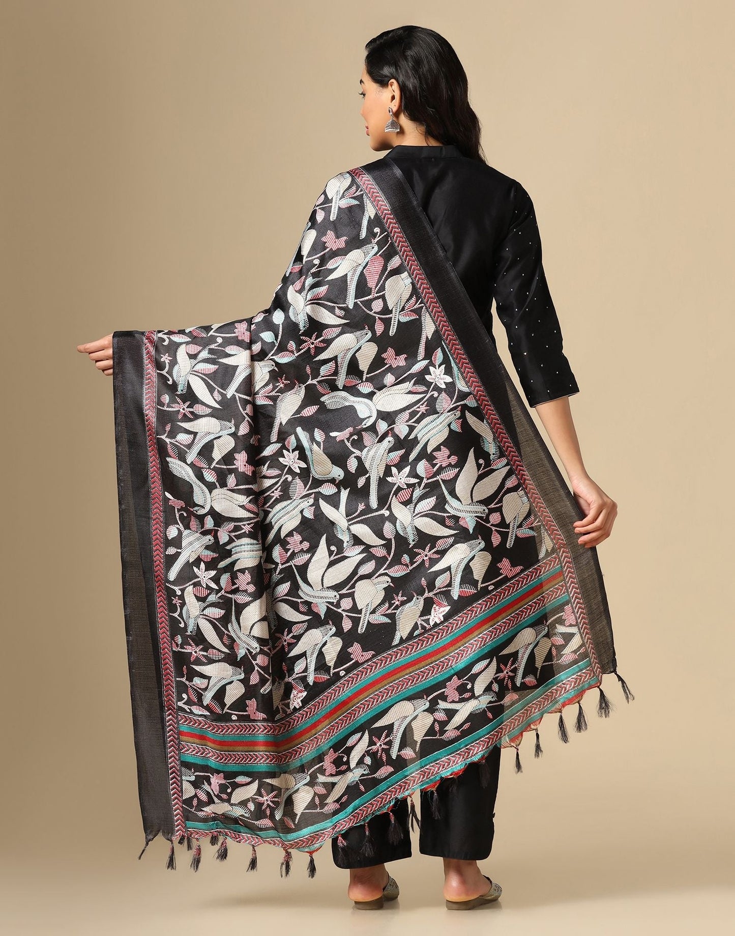 Black Khadi Silk Dupatta