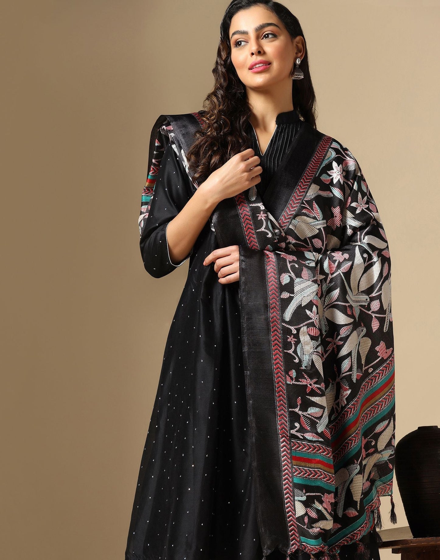 Black Khadi Silk Dupatta