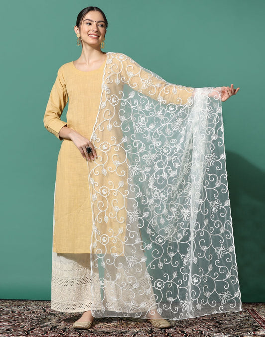 Off White Net Dupatta