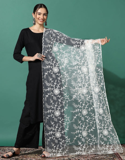 Off White Net Dupatta