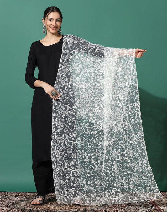 Off White Net Dupatta