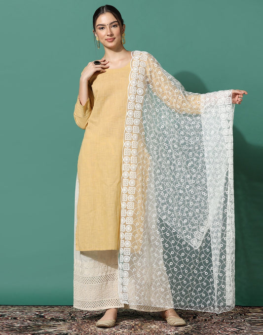 Off White Net Dupatta