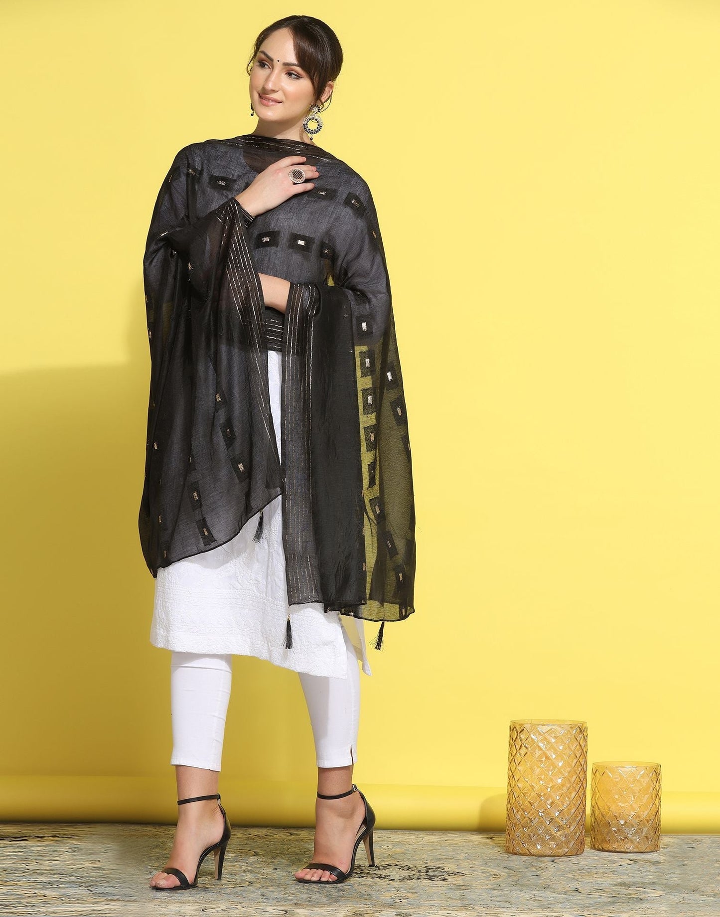 Black Cotton Dupatta