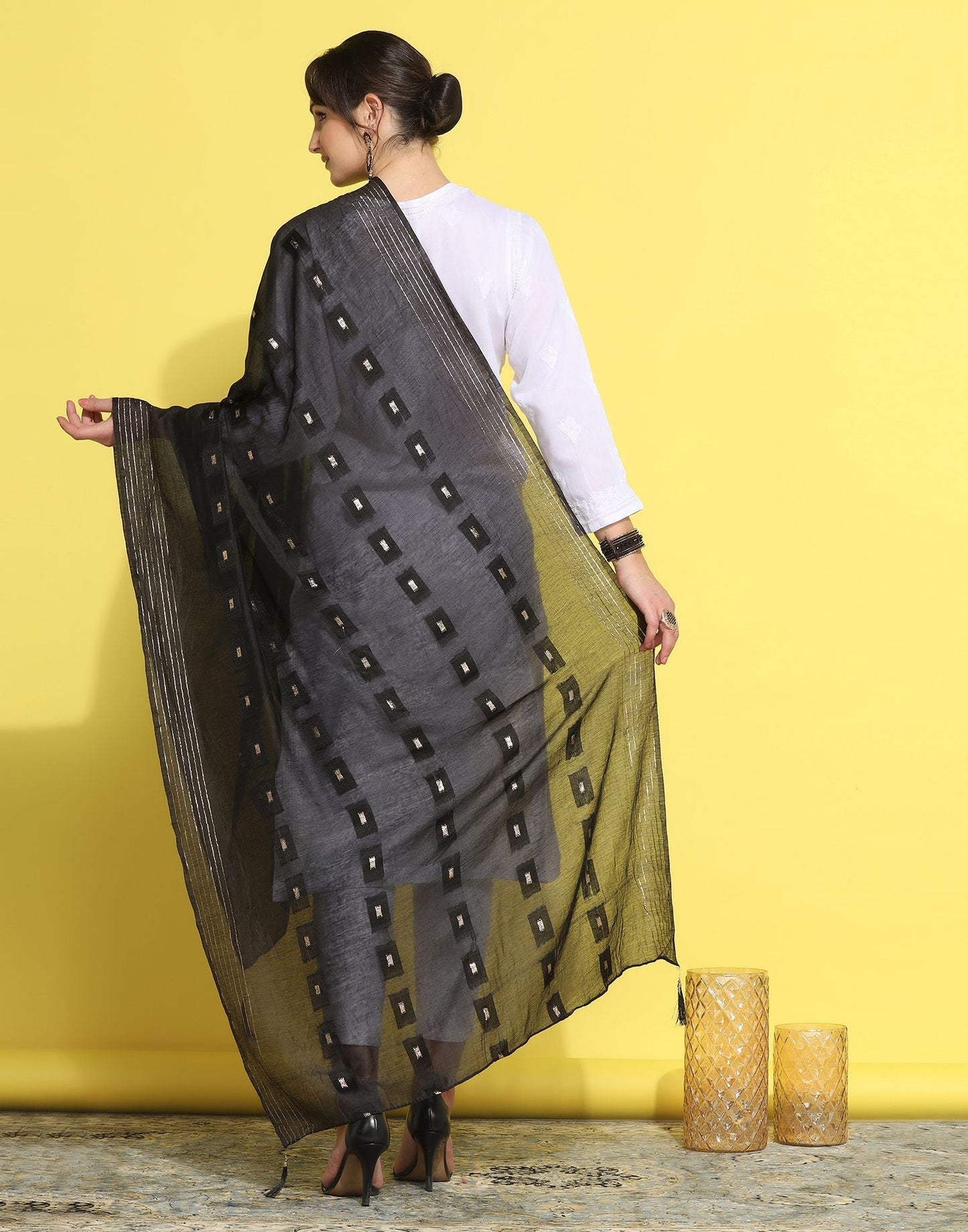 Black Cotton Dupatta