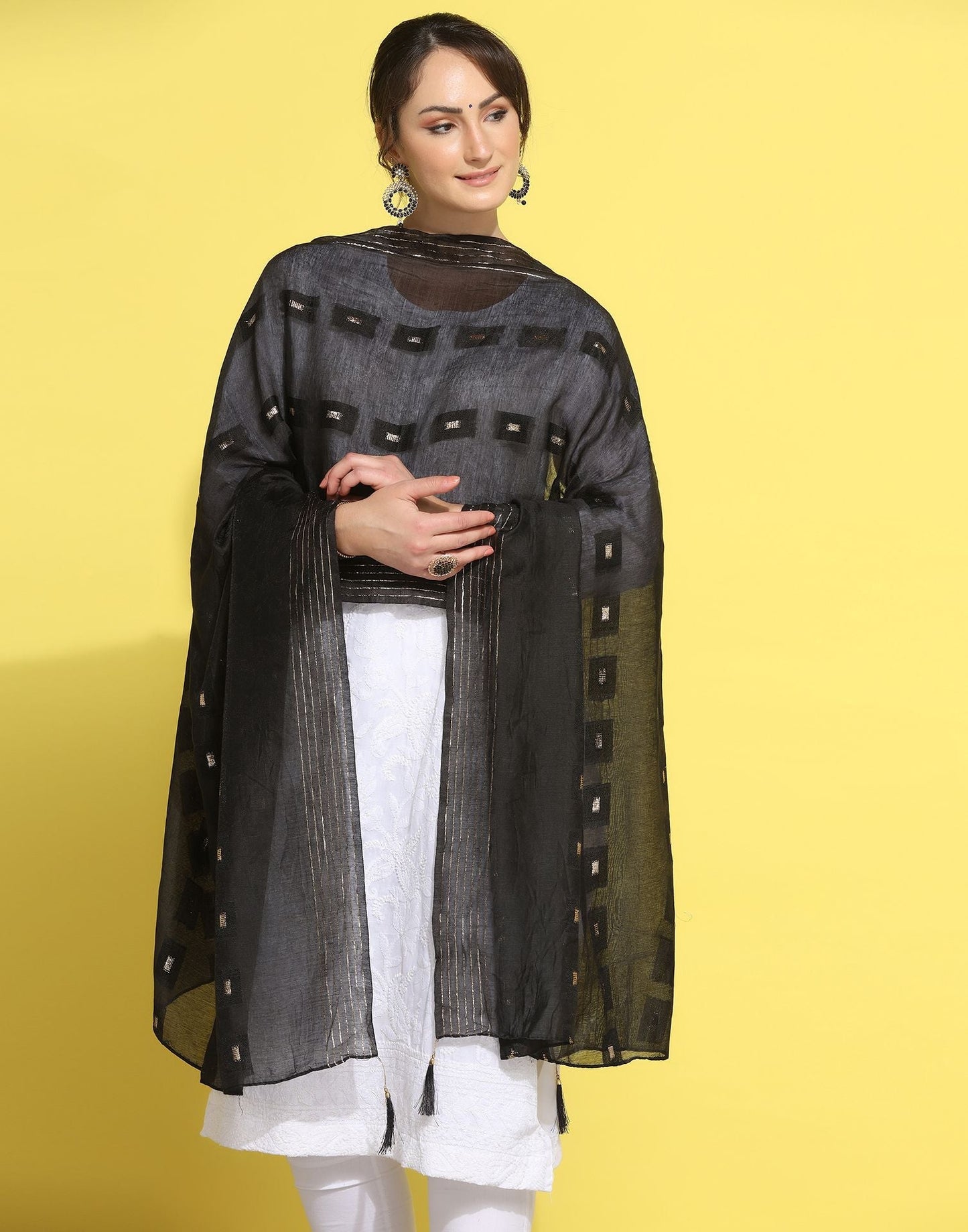 Black Cotton Dupatta