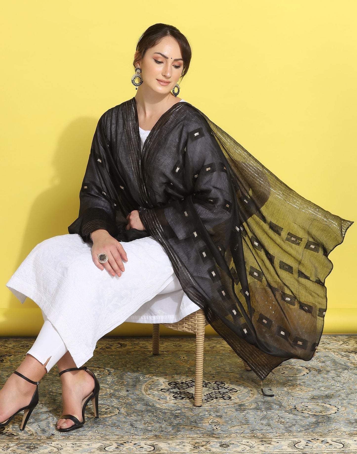 Black Cotton Dupatta