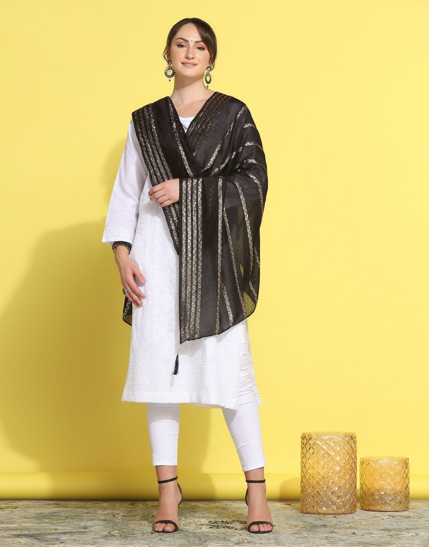 Black Cotton Dupatta