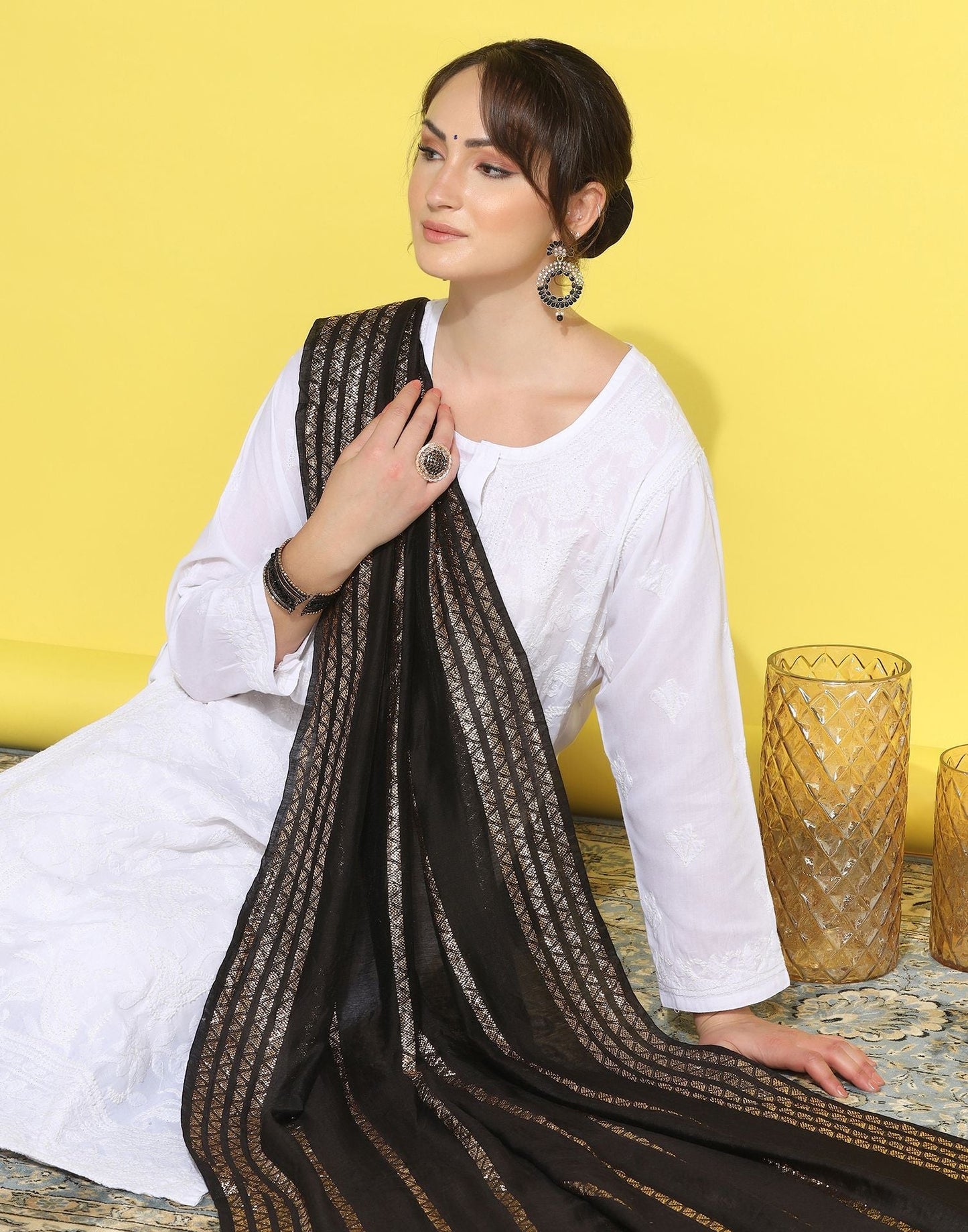 Black Cotton Dupatta