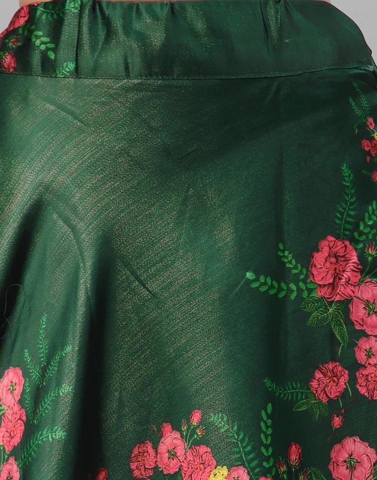 Green And Multicolour Printed Lehenga