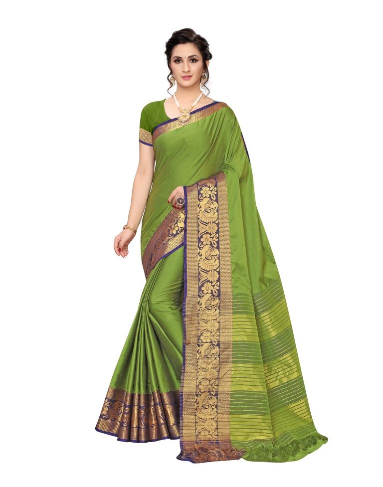 Green Coloured Poly Silk Jacquard Partywear saree