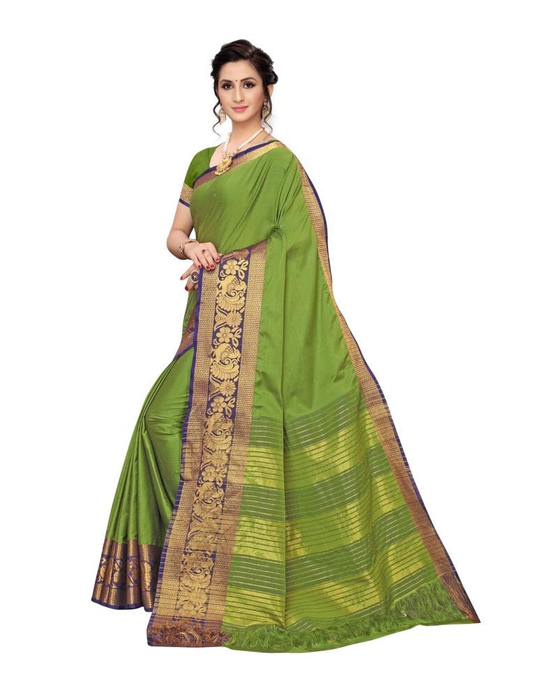 Green Coloured Poly Silk Jacquard Partywear saree