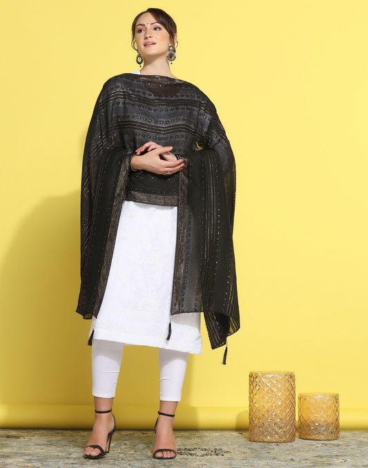 Black Cotton Plain Dupatta